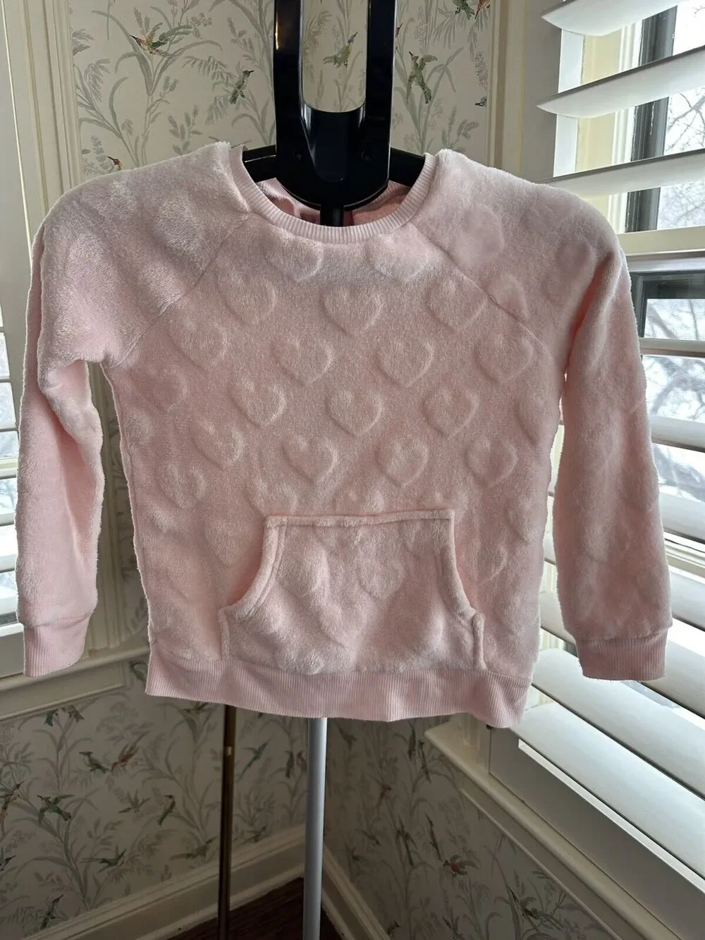 BCBG Girls Sleep Pajama Sweater Set Pink Hearts Small 7/8